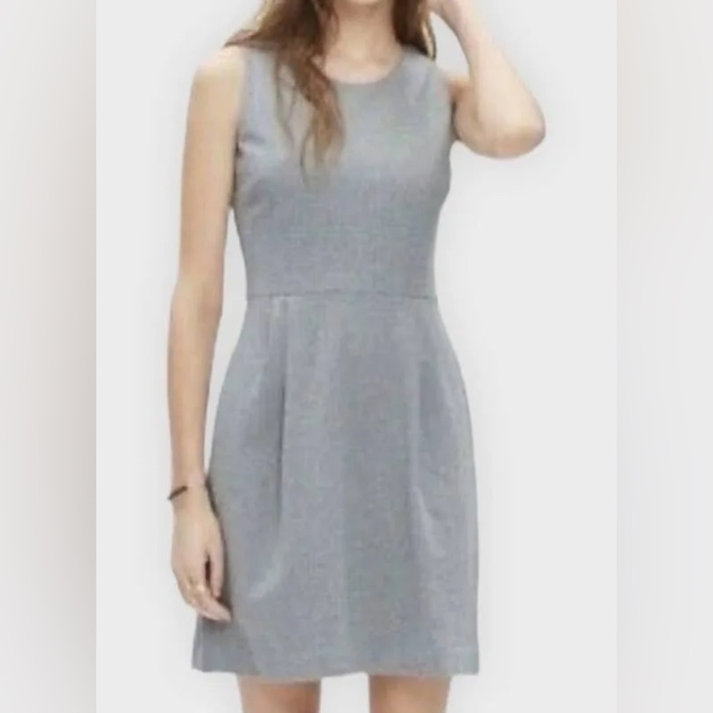 Madewell Heather Gray Sleeveless Dress with Pockets Mini Size Small Zip Back